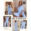image:imageEkouaer Pajamas for Women Set Button Up Short Sleeve Pjs with Long Pants  Summer Sleepwear Deep Pockets Soft Fabric 2 Piece Lounge Set Relaxed Fit Various OccasionsLight Blue