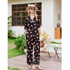 image:imageEkouaer Pajamas for Women Set Button Up Short Sleeve Pjs with Long Pants  Summer Sleepwear Deep Pockets Soft Fabric 2 Piece Lounge Set Relaxed Fit Various OccasionsBlack Watermelon