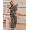 image:imageEkouaer Pajamas for Women Set Button Up Short Sleeve Pjs with Long Pants  Summer Sleepwear Deep Pockets Soft Fabric 2 Piece Lounge Set Relaxed Fit Various OccasionsBrown Leopard