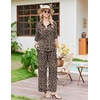 image:imageEkouaer Pajamas for Women Set Button Up Short Sleeve Pjs with Long Pants  Summer Sleepwear Deep Pockets Soft Fabric 2 Piece Lounge Set Relaxed Fit Various OccasionsBrown Leopard