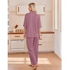 image:imageEkouaer Pajamas for Women Set Button Up Short Sleeve Pjs with Long Pants  Summer Sleepwear Deep Pockets Soft Fabric 2 Piece Lounge Set Relaxed Fit Various OccasionsDusty Rose