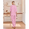 image:imageEkouaer Pajamas for Women Set Button Up Short Sleeve Pjs with Long Pants  Summer Sleepwear Deep Pockets Soft Fabric 2 Piece Lounge Set Relaxed Fit Various OccasionsPink Cherry
