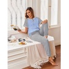 image:imageEkouaer Pajamas for Women Set Short Sleeve PJ Set 2 Piece Jogger Pants  Womens Round Neck Sleepwear with Raglan Sleeve Side Pockets Relaxed Fit Loungewear for Home Lounging Daily Wear TravelLight Blue