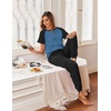 image:imageEkouaer Pajamas for Women Set Short Sleeve PJ Set 2 Piece Jogger Pants  Womens Round Neck Sleepwear with Raglan Sleeve Side Pockets Relaxed Fit Loungewear for Home Lounging Daily Wear TravelNavy Blue