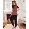 image:imageEkouaer Pajamas for Women Set Short Sleeve PJ Set 2 Piece Jogger Pants  Womens Round Neck Sleepwear with Raglan Sleeve Side Pockets Relaxed Fit Loungewear for Home Lounging Daily Wear TravelDark Red
