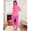 image:imageEkouaer Pajamas for Women Set Short Sleeve PJ Set 2 Piece Jogger Pants  Womens Round Neck Sleepwear with Raglan Sleeve Side Pockets Relaxed Fit Loungewear for Home Lounging Daily Wear TravelPink Leopard
