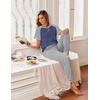 image:imageEkouaer Pajamas for Women Set Short Sleeve PJ Set 2 Piece Jogger Pants  Womens Round Neck Sleepwear with Raglan Sleeve Side Pockets Relaxed Fit Loungewear for Home Lounging Daily Wear TravelDeep Blue