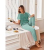 image:imageEkouaer Pajamas for Women Set Short Sleeve PJ Set 2 Piece Jogger Pants  Womens Round Neck Sleepwear with Raglan Sleeve Side Pockets Relaxed Fit Loungewear for Home Lounging Daily Wear TravelGrey Green