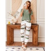 image:imageEkouaer Pajamas for Women Set Short Sleeve PJ Set 2 Piece Jogger Pants  Womens Round Neck Sleepwear with Raglan Sleeve Side Pockets Relaxed Fit Loungewear for Home Lounging Daily Wear TravelTiedye Army Green