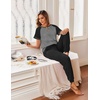 image:imageEkouaer Pajamas for Women Set Short Sleeve PJ Set 2 Piece Jogger Pants  Womens Round Neck Sleepwear with Raglan Sleeve Side Pockets Relaxed Fit Loungewear for Home Lounging Daily Wear TravelGrey