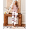 image:imageEkouaer Pajamas for Women Set Short Sleeve PJ Set 2 Piece Jogger Pants  Womens Round Neck Sleepwear with Raglan Sleeve Side Pockets Relaxed Fit Loungewear for Home Lounging Daily Wear TravelTiedye Dusty Pink