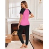 image:imageEkouaer Pajamas for Women Set Short Sleeve PJ Set 2 Piece Jogger Pants  Womens Round Neck Sleepwear with Raglan Sleeve Side Pockets Relaxed Fit Loungewear for Home Lounging Daily Wear TravelBlackPink