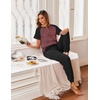 image:imageEkouaer Pajamas for Women Set Short Sleeve PJ Set 2 Piece Jogger Pants  Womens Round Neck Sleepwear with Raglan Sleeve Side Pockets Relaxed Fit Loungewear for Home Lounging Daily Wear TravelDark Red