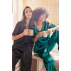 image:imageEkouaer Womens Satin Silky Pajama Set 2 Piece V Neck Silk Pjs with Pocket  Short SleeveSoft SleepwearLightweight Lounge SetsComfy LoungewearBridal Wedding Party Pajamas GiftsXS2XLBlack