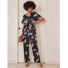 image:imageEkouaer Womens Satin Silky Pajama Set 2 Piece V Neck Silk Pjs with Pocket  Short SleeveSoft SleepwearLightweight Lounge SetsComfy LoungewearBridal Wedding Party Pajamas GiftsXS2XLFloral Black