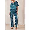 image:imageEkouaer Womens Satin Silky Pajama Set 2 Piece V Neck Silk Pjs with Pocket  Short SleeveSoft SleepwearLightweight Lounge SetsComfy LoungewearBridal Wedding Party Pajamas GiftsXS2XLFloral BlueGreen