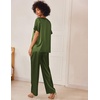image:imageEkouaer Womens Satin Silky Pajama Set 2 Piece V Neck Silk Pjs with Pocket  Short SleeveSoft SleepwearLightweight Lounge SetsComfy LoungewearBridal Wedding Party Pajamas GiftsXS2XLArmy Green