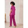 image:imageEkouaer Womens Satin Silky Pajama Set 2 Piece V Neck Silk Pjs with Pocket  Short SleeveSoft SleepwearLightweight Lounge SetsComfy LoungewearBridal Wedding Party Pajamas GiftsXS2XLPlum
