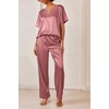 image:imageEkouaer Womens Satin Silky Pajama Set 2 Piece V Neck Silk Pjs with Pocket  Short SleeveSoft SleepwearLightweight Lounge SetsComfy LoungewearBridal Wedding Party Pajamas GiftsXS2XLPurplish Red