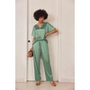image:imageEkouaer Womens Satin Silky Pajama Set 2 Piece V Neck Silk Pjs with Pocket  Short SleeveSoft SleepwearLightweight Lounge SetsComfy LoungewearBridal Wedding Party Pajamas GiftsXS2XLIce Green