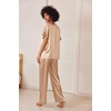 image:imageEkouaer Womens Satin Silky Pajama Set 2 Piece V Neck Silk Pjs with Pocket  Short SleeveSoft SleepwearLightweight Lounge SetsComfy LoungewearBridal Wedding Party Pajamas GiftsXS2XLKhaki
