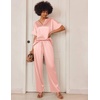 image:imageEkouaer Womens Satin Silky Pajama Set 2 Piece V Neck Silk Pjs with Pocket  Short SleeveSoft SleepwearLightweight Lounge SetsComfy LoungewearBridal Wedding Party Pajamas GiftsXS2XLPink