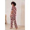 image:imageEkouaer Womens Satin Silky Pajama Set 2 Piece V Neck Silk Pjs with Pocket  Short SleeveSoft SleepwearLightweight Lounge SetsComfy LoungewearBridal Wedding Party Pajamas GiftsXS2XLFloral Wine Red