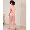 image:imageEkouaer Womens Satin Silky Pajama Set 2 Piece V Neck Silk Pjs with Pocket  Short SleeveSoft SleepwearLightweight Lounge SetsComfy LoungewearBridal Wedding Party Pajamas GiftsXS2XLPink
