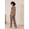 image:imageEkouaer Womens Satin Silky Pajama Set 2 Piece V Neck Silk Pjs with Pocket  Short SleeveSoft SleepwearLightweight Lounge SetsComfy LoungewearBridal Wedding Party Pajamas GiftsXS2XLApricot Black Leopard