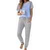 image:imageEkouaer Pajamas for Women Set Short Sleeve PJ Set 2 Piece Jogger Pants  Womens Round Neck Sleepwear with Raglan Sleeve Side Pockets Relaxed Fit Loungewear for Home Lounging Daily Wear TravelLight Blue