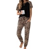 image:imageEkouaer Pajamas for Women Set Short Sleeve PJ Set 2 Piece Jogger Pants  Womens Round Neck Sleepwear with Raglan Sleeve Side Pockets Relaxed Fit Loungewear for Home Lounging Daily Wear TravelBlack Leopard