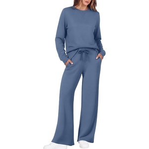 image:imageEkouaer 2 Piece Sets for Women 2026 Fall Lounge Sets Outfits O Neck Airport Travel Matching Sets Clothing SweatsuitsBlue