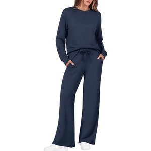 image:imageEkouaer 2 Piece Sets for Women 2026 Fall Lounge Sets Outfits O Neck Airport Travel Matching Sets Clothing SweatsuitsNavy Blue