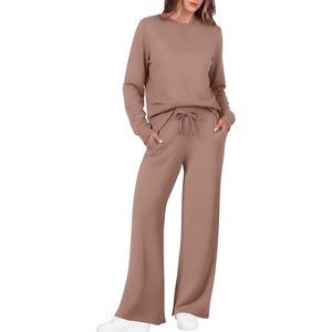 image:imageEkouaer 2 Piece Sets for Women 2026 Fall Lounge Sets Outfits O Neck Airport Travel Matching Sets Clothing SweatsuitsTaupetastic