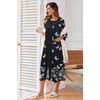 image:imageEkouaer Robes For Women Zipper Front 34 Sleeve Housecoats with Pockets  Full Length Loungewear Color Block Bathrobe Hshape House Dress Wearing after Bathing Swimming Postoperative RecoveryBlack Butterfly