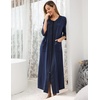 image:imageEkouaer Robes For Women Zipper Front 34 Sleeve Housecoats with Pockets  Full Length Loungewear Color Block Bathrobe Hshape House Dress Wearing after Bathing Swimming Postoperative RecoveryNavy Blue