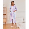 image:imageEkouaer Robes For Women Zipper Front 34 Sleeve Housecoats with Pockets  Full Length Loungewear Color Block Bathrobe Hshape House Dress Wearing after Bathing Swimming Postoperative RecoveryBlue Tie Dye