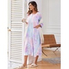 image:imageEkouaer Robes For Women Zipper Front 34 Sleeve Housecoats with Pockets  Full Length Loungewear Color Block Bathrobe Hshape House Dress Wearing after Bathing Swimming Postoperative RecoveryBlue Tie Dye