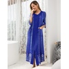 image:imageEkouaer Robes For Women Zipper Front 34 Sleeve Housecoats with Pockets  Full Length Loungewear Color Block Bathrobe Hshape House Dress Wearing after Bathing Swimming Postoperative RecoveryBlue Floral