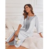 image:imageEkouaer Robes For Women Zipper Front 34 Sleeve Housecoats with Pockets  Full Length Loungewear Color Block Bathrobe Hshape House Dress Wearing after Bathing Swimming Postoperative RecoveryGrey White Stripe