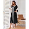 image:imageEkouaer Robes For Women Zipper Front 34 Sleeve Housecoats with Pockets  Full Length Loungewear Color Block Bathrobe Hshape House Dress Wearing after Bathing Swimming Postoperative RecoveryBlack
