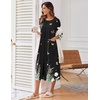 image:imageEkouaer Robes For Women Zipper Front 34 Sleeve Housecoats with Pockets  Full Length Loungewear Color Block Bathrobe Hshape House Dress Wearing after Bathing Swimming Postoperative RecoveryBlack Floral