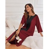 image:imageEkouaer Robes For Women Zipper Front 34 Sleeve Housecoats with Pockets  Full Length Loungewear Color Block Bathrobe Hshape House Dress Wearing after Bathing Swimming Postoperative RecoveryWine Red
