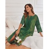 image:imageEkouaer Robes For Women Zipper Front 34 Sleeve Housecoats with Pockets  Full Length Loungewear Color Block Bathrobe Hshape House Dress Wearing after Bathing Swimming Postoperative RecoveryGreen Floral