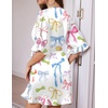 image:imageEkouaer Silk Robes for Women Short Lightweight Bathrobe Satin Kimono Robes  Ruffled Sexy Bride Bridesmaid Sleepwear 34 sleeve V neck TabovekneelengthBow Colorful