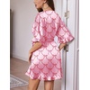 image:imageEkouaer Silk Robes for Women Short Lightweight Bathrobe Satin Kimono Robes  Ruffled Sexy Bride Bridesmaid Sleepwear 34 sleeve V neck TabovekneelengthBow Pink