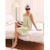 image:imageEkouaer Womens Towel Robe Short Spa Bath Wrap Towel Wrap Shower Robe  Headband Absorbent Material Strap PocketsAbeige
