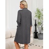 image:imageEkouaer Zipper Robes for Women 34 Sleeve Housecoats with Pockets  House coats for women Soft Lightweight Bathrobe Turn Down Neck Contrast Piping Home Daily Wear TravelDark Grey