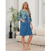 image:imageEkouaer Zipper Robes for Women 34 Sleeve Housecoats with Pockets  House coats for women Soft Lightweight Bathrobe Turn Down Neck Contrast Piping Home Daily Wear TravelDeep Blue Floral