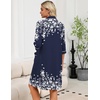 image:imageEkouaer Zipper Robes for Women 34 Sleeve Housecoats with Pockets  House coats for women Soft Lightweight Bathrobe Turn Down Neck Contrast Piping Home Daily Wear TravelNavy Blue Flower